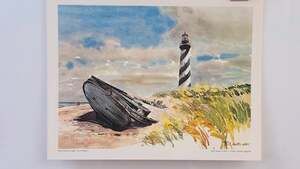 Phil Austin Cape Hatteras Light Outer Banks Watercolor Lithograph Print